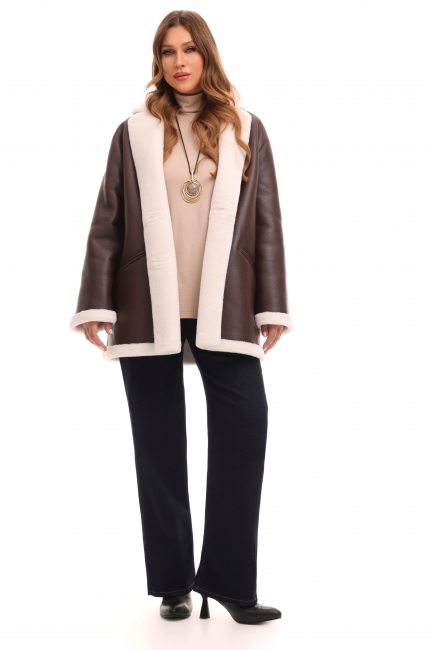 Двубортная дубленка из мериноса