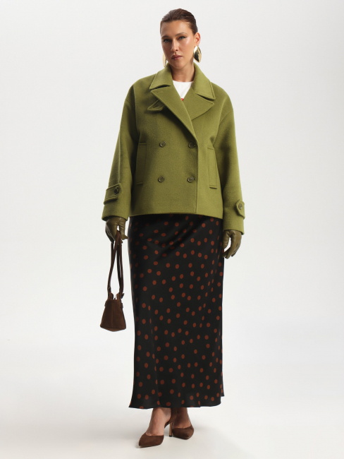 Полупальто двубортное с лацканами