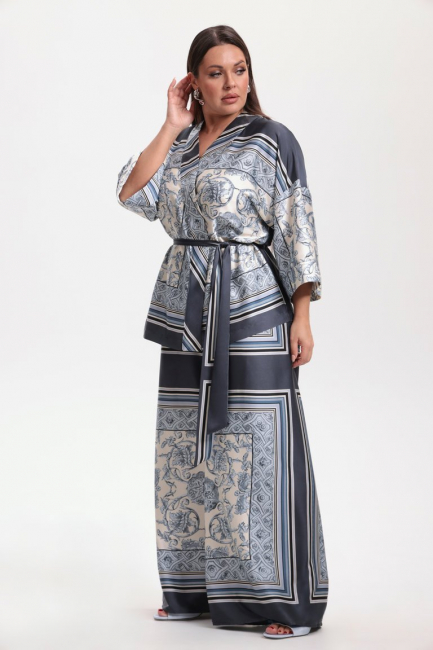 Кимоно на запа́хе из поливискозы с принтом – фото – Plus Size 50–64 – Моно-Стиль