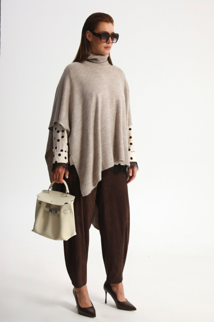 Пончо с воротником гольф