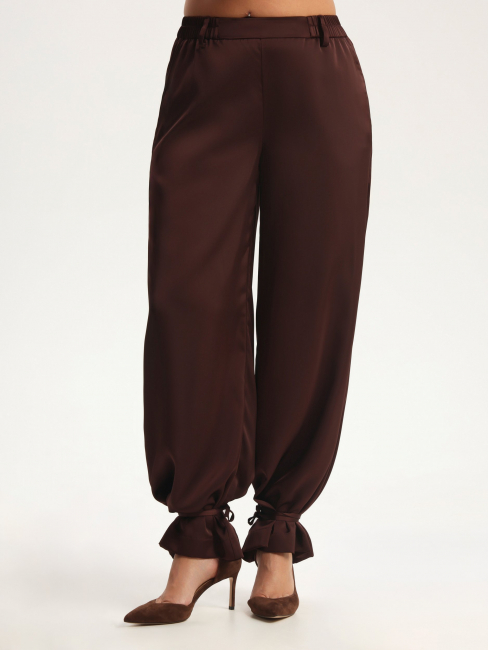 Брюки палаццо из поливискозы с завязками энкл тай