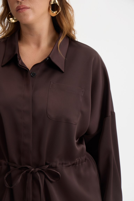 Блузка с длинным рукавом в стиле сафари – фото – Plus Size 50–64 – Моно-Стиль