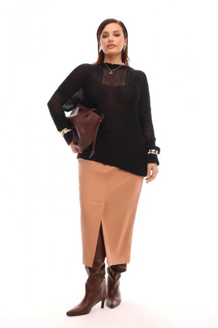 Джемпер сетка черного цвета из смесового хлопка