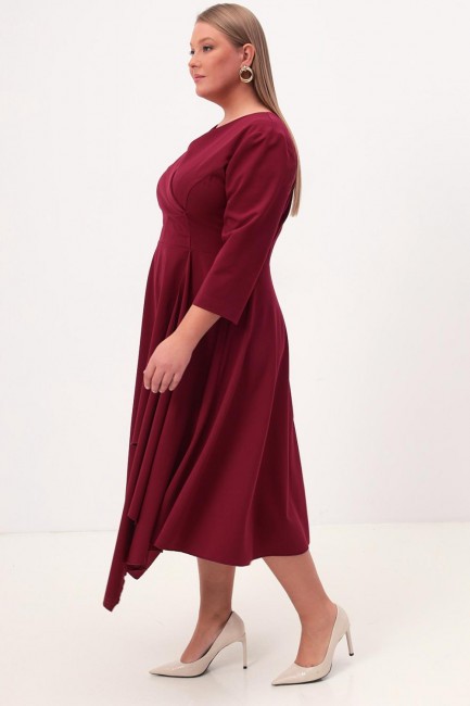 Асимметричное платье на запах в оттенке бордо в Моно-Стиль