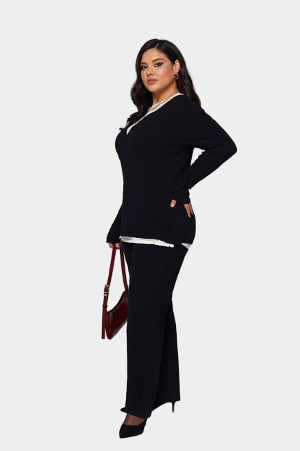 Джинсы strаight с высокой посадкой черного цвета – фото – Plus Size 50–64 – Моно-Стиль
