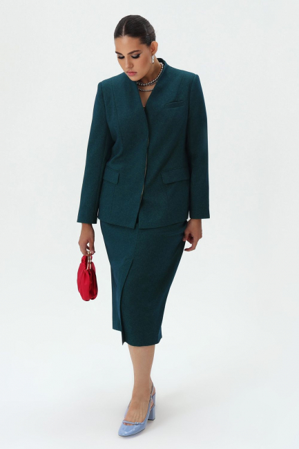 Жакет с воротником стойка приталенного силуэта