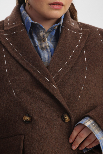 Полупальто жакет из шерсти с акцентными швами