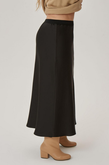 Черная шелковая юбка комбинация на подкладке