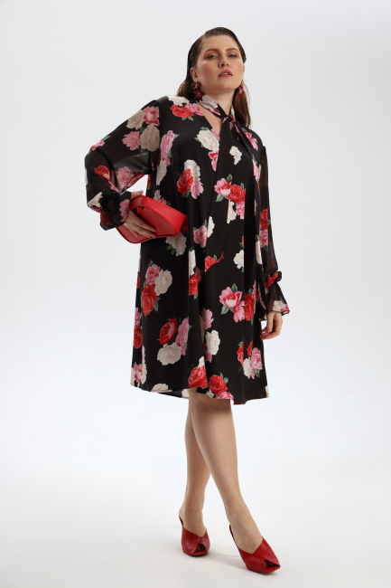 Платье трапеция с шифоновым рукавом на рост 162