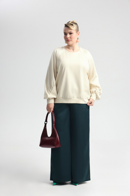 Свитшот из трикотажа с комбинированным рукавом