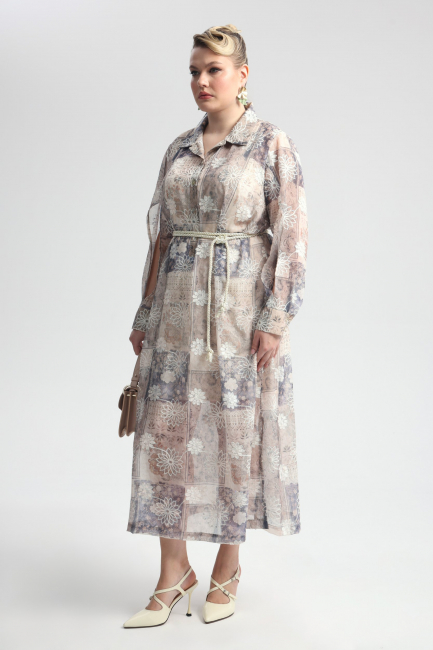 Платье с разрезами из тенселя с пайетками