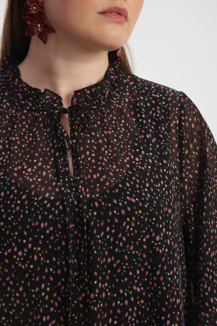 Платье трапеция из шифона с воланами и подкладкой