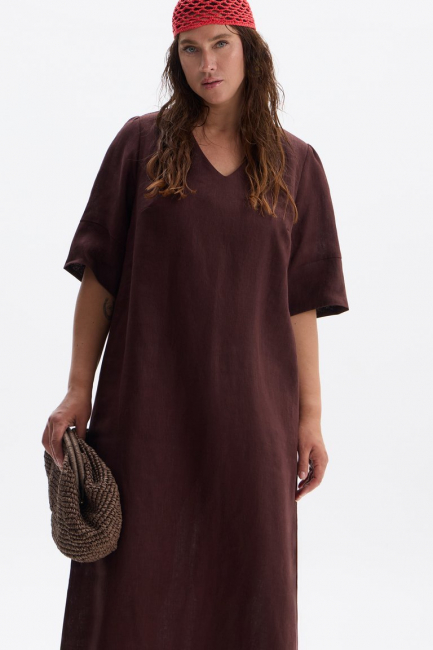 Платье изо льна на завязке сзади – фото – Plus Size 50–64 – Моно-Стиль