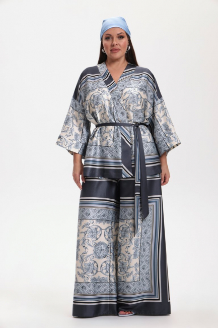 Кимоно на запа́хе из поливискозы с принтом – фото – Plus Size 50–64 – Моно-Стиль