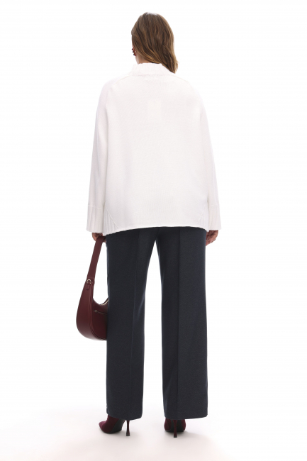 Темно-синие брюки в рубчик на молнии