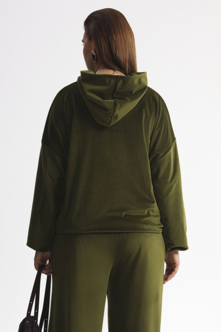 Худи халф-зип из велюра на подкладке