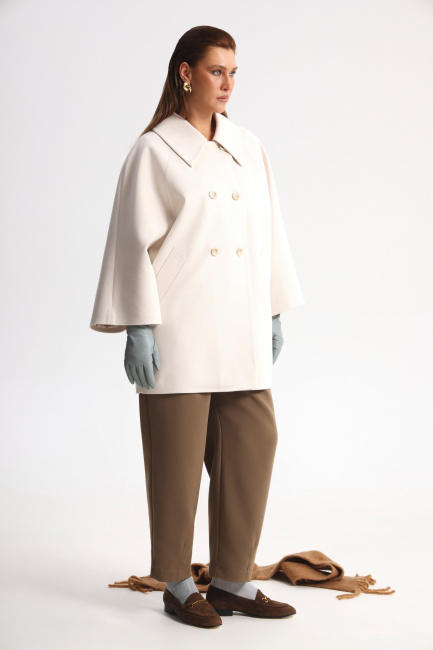 Полупальто реглан с  принтом хэрингбон