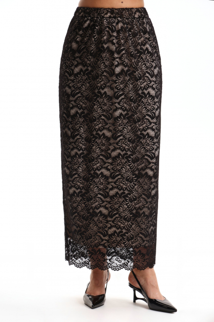Юбка карандаш из черного кружева