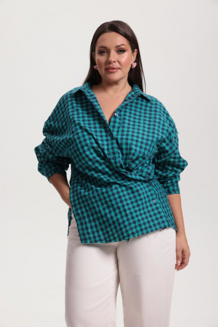 Рубашка оверсайз с необработанными швами – фото – Plus Size 50–64 – Моно-Стиль