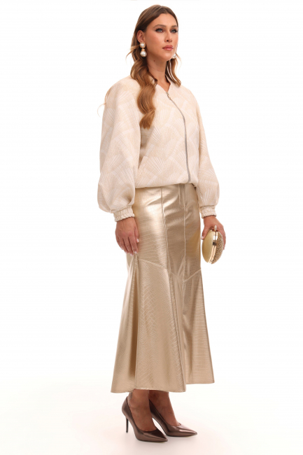 Юбка годе из тисненой экокожи