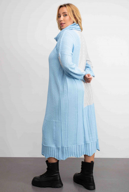 Вязаное платье печворк со съемным воротником
