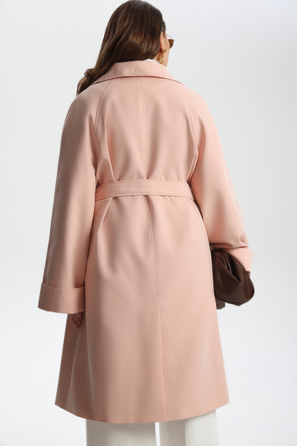 Тренч с добавлением хлопка розового цвета