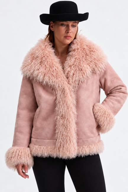 Полушубок двустороний популай – фото – Plus Size 50–64 – Моно-Стиль