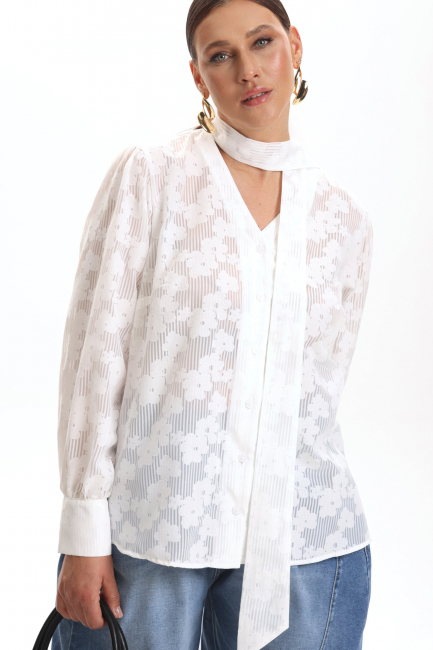 Блузка с бантом лавальер и манжетой