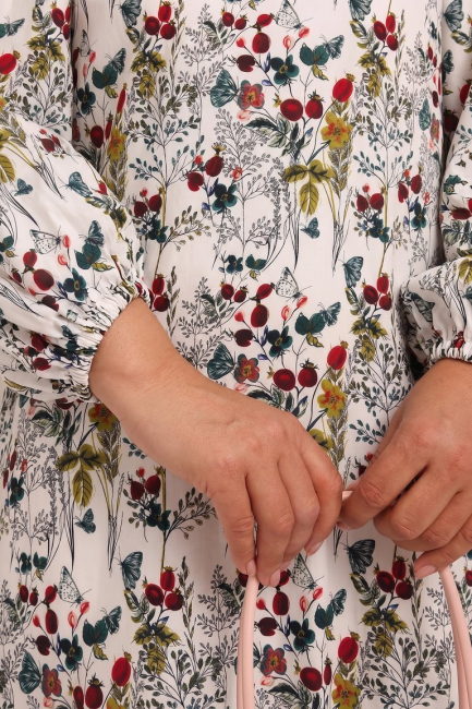 Платье с открытыми плечами и принтом – фото – Plus Size 50–64 – Моно-Стиль