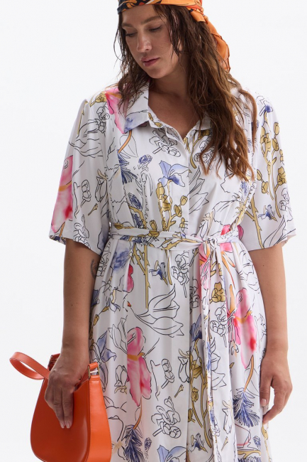Платье рубашка макси из вискозы с принтом – фото – Plus Size 50–64 – Моно-Стиль