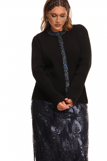 Кардиган из трикотажа с декоративной отделкой