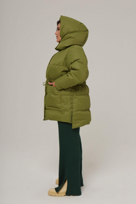 Удлиненная куртка на натуральном пуху из мембранной ткани с широкой простежкой купить заказать 