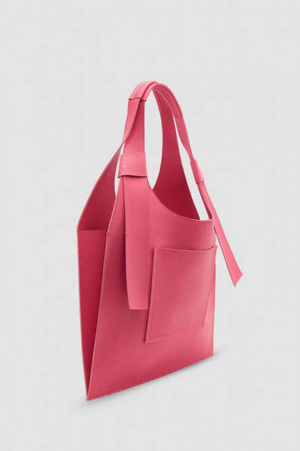 Розовая сумка шоппер на магнитной застежке