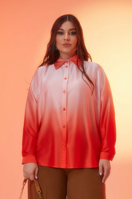 Шелковая рубашка с градиентом в оттенк  оранж