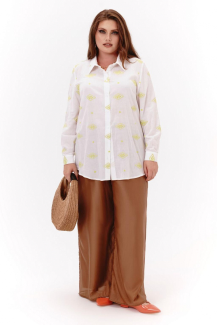 Рубашка в этно-стиле из муслина с английской вышивкой