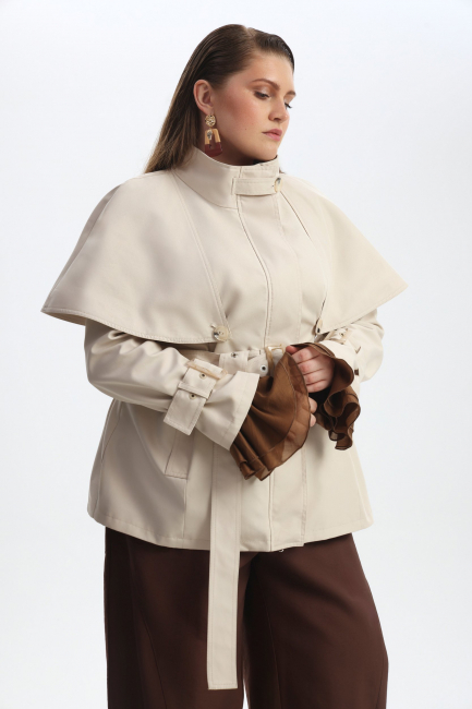 Тренч миди со съемной пелериной