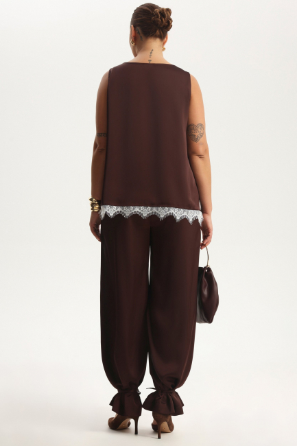 Брюки палаццо из поливискозы с завязками энкл тай