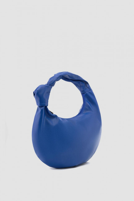 Синяя сумка хобо с декоративным узлом