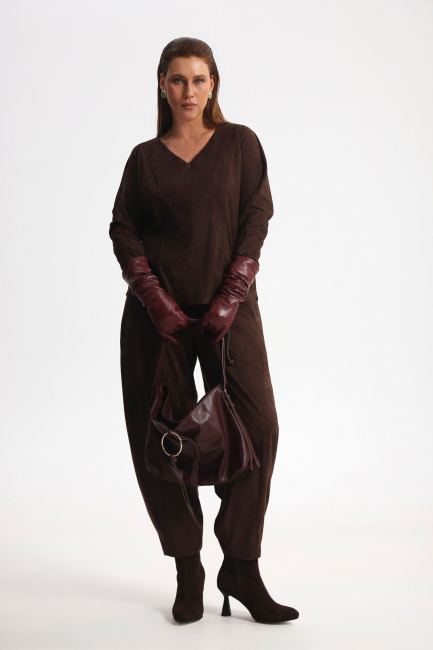 Свитшот из экозамши с молнией