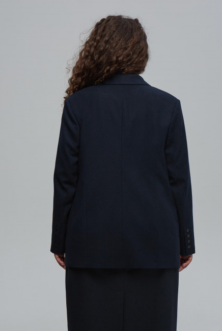 Женский Темно-синий однобортный приталенной пиджак купить в магазине модной одежды больших размеров
