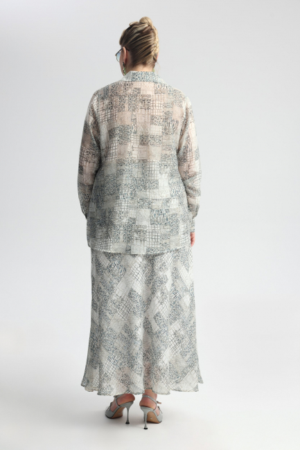 Юбка макси из поливискозы с серым принтом