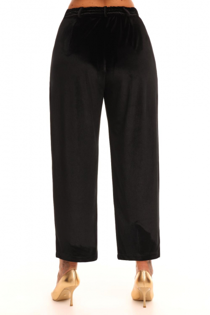 Бархатные брюки бананы с защипами