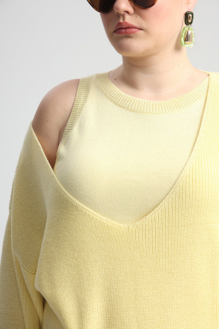 Комплект пуловер и топ из вязаного трикотажа