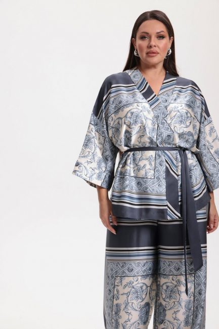 Кимоно на запа́хе из поливискозы с принтом – фото – Plus Size 50–64 – Моно-Стиль