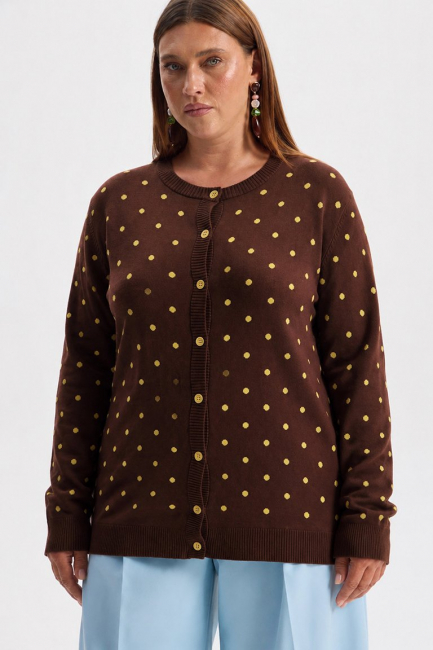 Кардиган трикотаж в горох – фото – Plus Size 50–64 – Моно-Стиль
