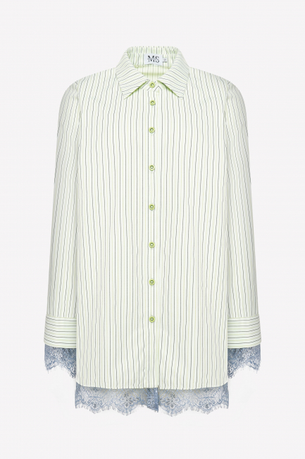 Блузка с кружевом и принтом райе