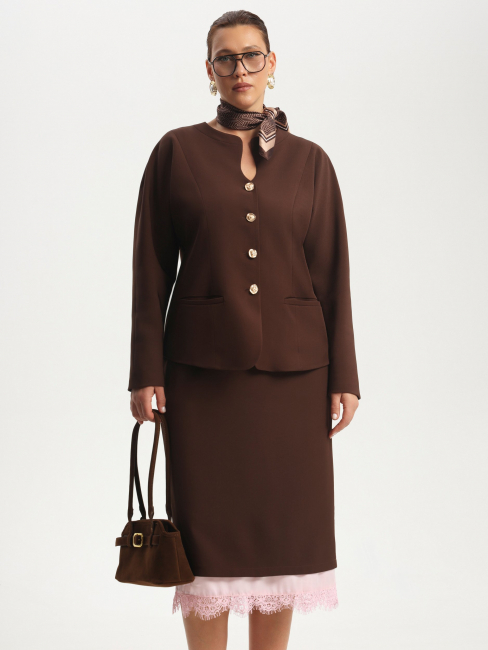 Юбка карандаш с подкладкой и кружевом