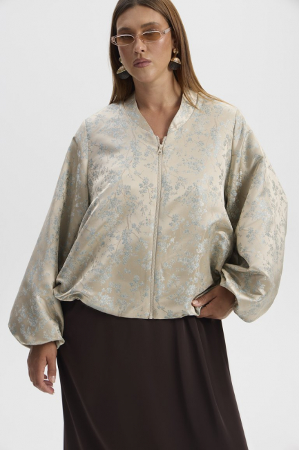 Бомбер с рукавом жиго из жаккарда – фото – Plus Size 50–64 – Моно-Стиль