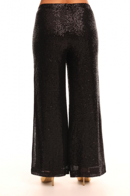 Черные палаццо с пайетками на шелковой подкладке