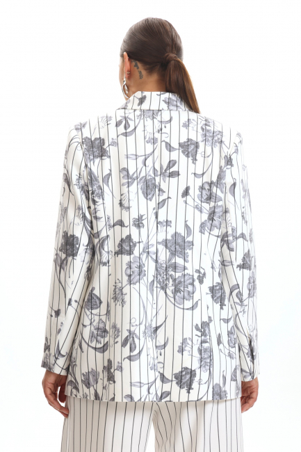 Жакет двубортный с принтом и шлицей